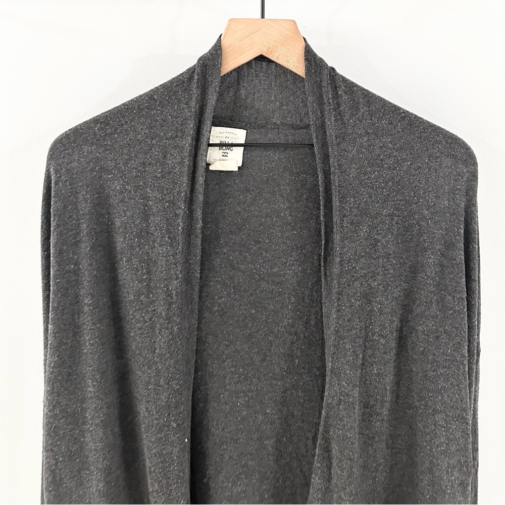 Billabong Open Front Pocket Cardigan Gray Size Small - Picture 3 of 6